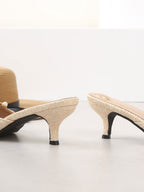 Women Faux Pearl Decor Stiletto Heeled Mules, Fashion Outdoor Pumps, Elegant, Party, Summer Outfits
