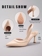Women's Fashion Glossy PU Leather Pointed Toe Sexy Elegant Strap Kitten Heel Sandals, Elegant, Women Pumps, Elegant,Wedding Outfits,Summer Shoes