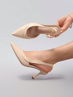 Women's Fashion Glossy PU Leather Pointed Toe Sexy Elegant Strap Kitten Heel Sandals, Elegant, Women Pumps, Elegant,Wedding Outfits,Summer Shoes