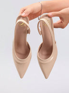 Women's Fashion Glossy PU Leather Pointed Toe Sexy Elegant Strap Kitten Heel Sandals, Elegant, Women Pumps, Elegant,Wedding Outfits,Summer Shoes