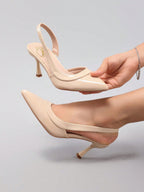 Women's Fashion Glossy PU Leather Pointed Toe Sexy Elegant Strap Kitten Heel Sandals, Elegant, Women Pumps, Elegant,Wedding Outfits,Summer Shoes