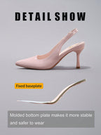 Women's Classic Minimalist High Heels, Patent PU Leather Pointed Toe Back Strap Kitten Heels, Elegant Sexy Party Pumps, Pink, Elegant