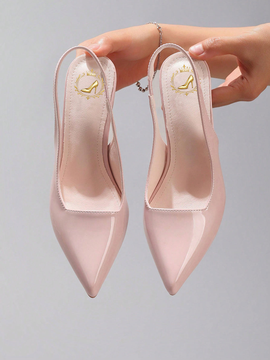 Women's Classic Minimalist High Heels, Patent PU Leather Pointed Toe Back Strap Kitten Heels, Elegant Sexy Party Pumps, Pink, Elegant