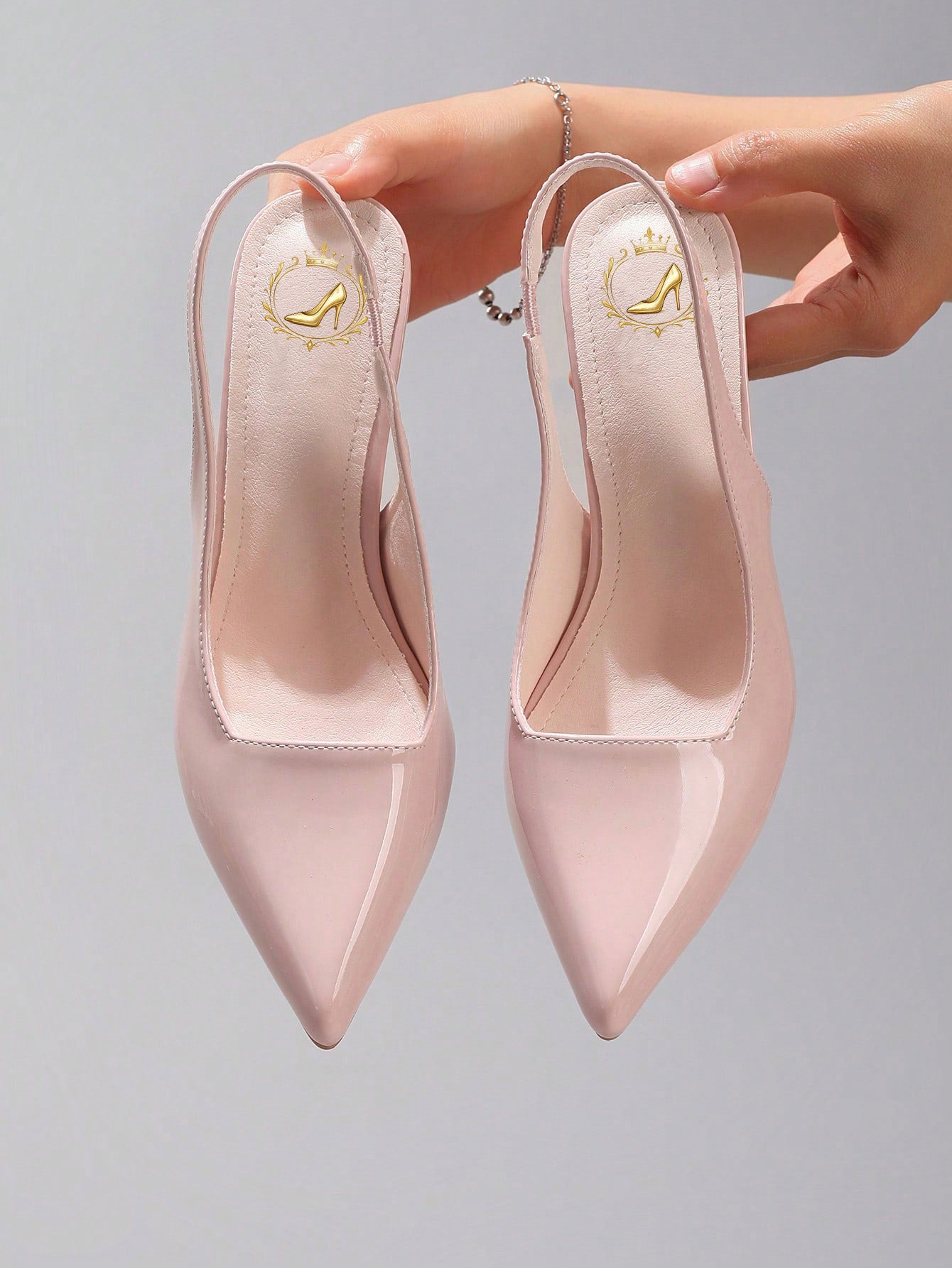 Women's Classic Minimalist High Heels, Patent PU Leather Pointed Toe Back Strap Kitten Heels, Elegant Sexy Party Pumps, Pink, Elegant
