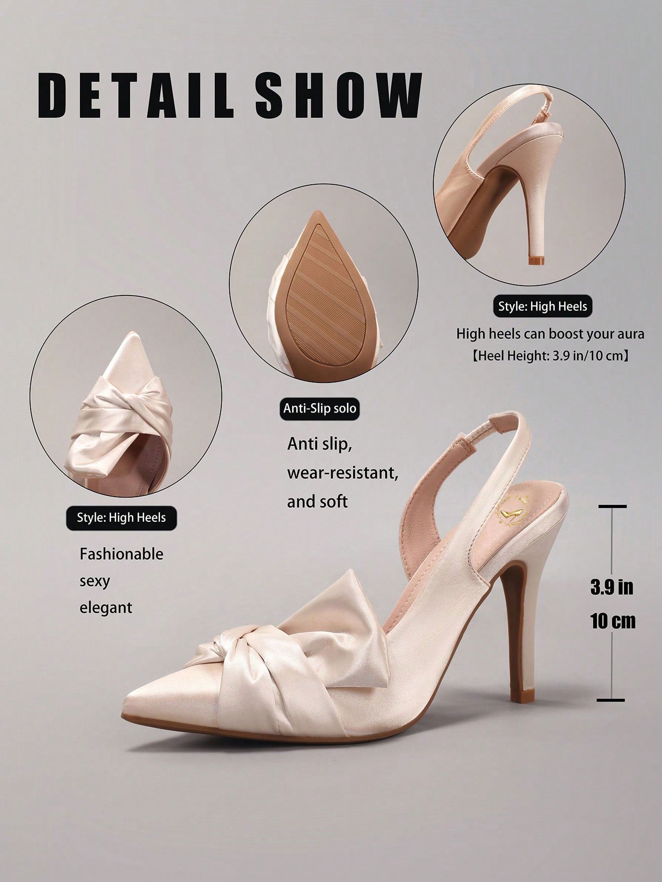 Women's Twist Pointed Toe High Heel Shoes, Sexy Party Wedding Satin Ankle Strap Stiletto Sandals, Elegant