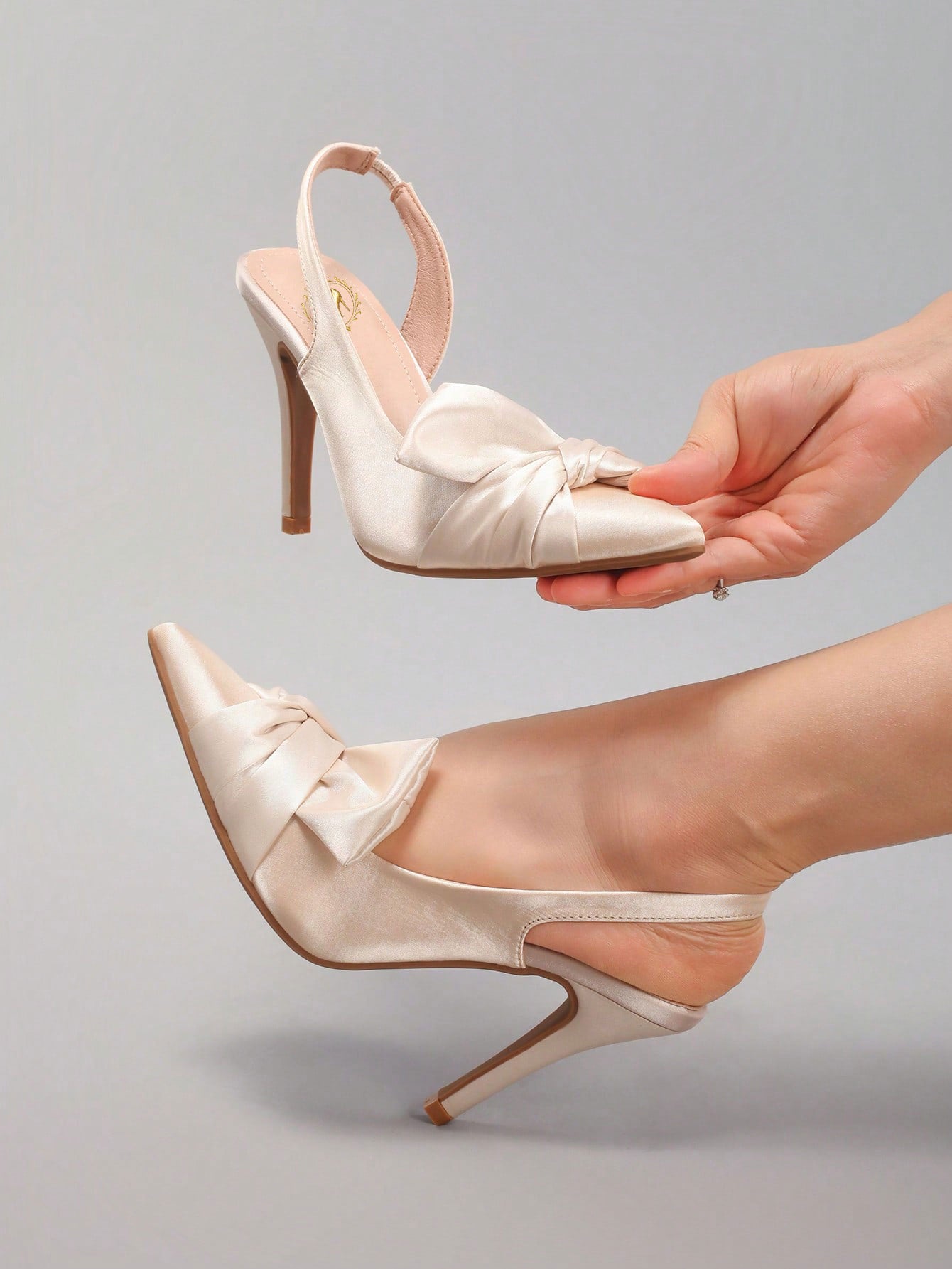 Women's Twist Pointed Toe High Heel Shoes, Sexy Party Wedding Satin Ankle Strap Stiletto Sandals, Elegant