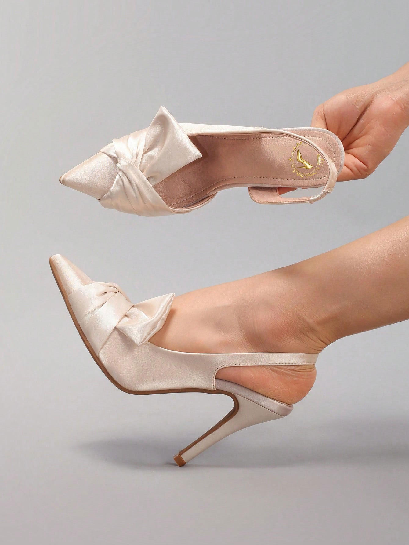 Women's Twist Pointed Toe High Heel Shoes, Sexy Party Wedding Satin Ankle Strap Stiletto Sandals, Elegant