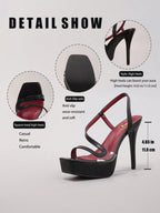 Spring/Summer Women's Platform High Heel Shoes, Transparent PVC Splicing Sexy Open Toe, Thick Sole Thin Heel Black Sandals For Party