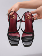 Spring/Summer Women's Platform High Heel Shoes, Transparent PVC Splicing Sexy Open Toe, Thick Sole Thin Heel Black Sandals For Party