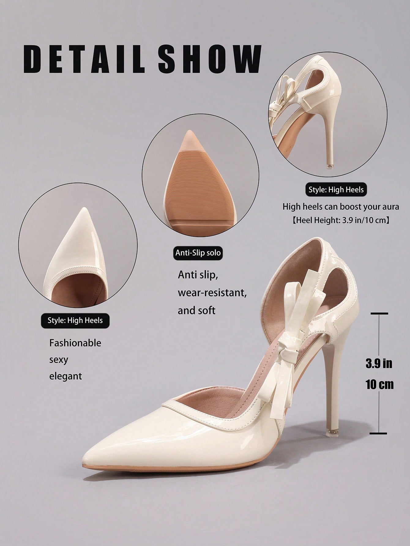Fashionable Bow-Knot White High Heel Shoes, Sexy Pointed Toe Party Wedding Hollow Out Stiletto Heels, Patent Leather,Elegant