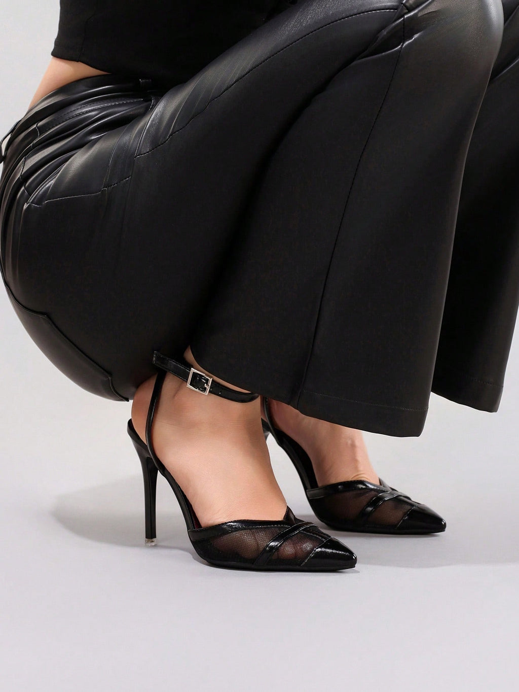 Fashionable Lace Patchwork High Heel Shoes, Sexy Pointed Toe Super High Heel Party Pumps, Black Stiletto Sandals For Women,Red Bottoms Heels