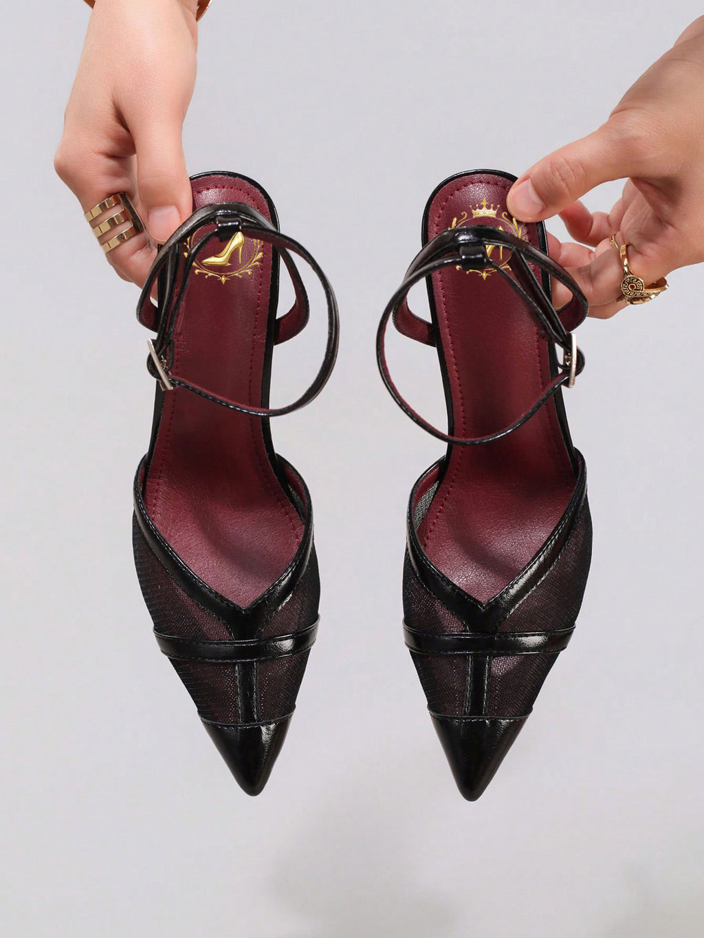 Fashionable Lace Patchwork High Heel Shoes, Sexy Pointed Toe Super High Heel Party Pumps, Black Stiletto Sandals For Women,Red Bottoms Heels