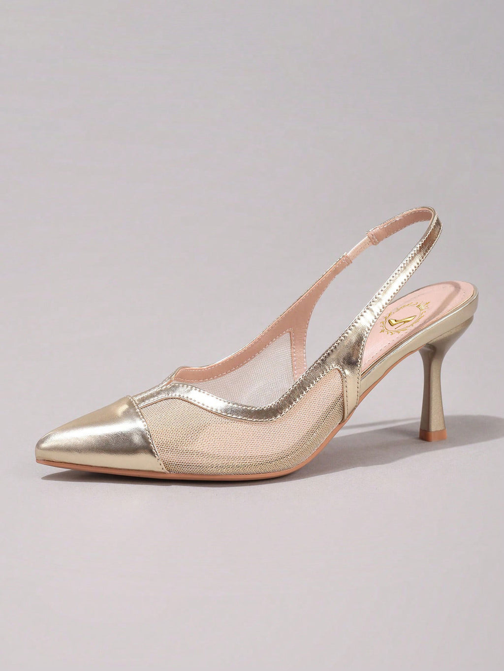 Fashionable Lace Patchwork Champagne High Heel Shoes, Sexy Pointed Toe Party Evening Pumps, Breathable Ankle Strap Sandals For Women, Wedding Outfits