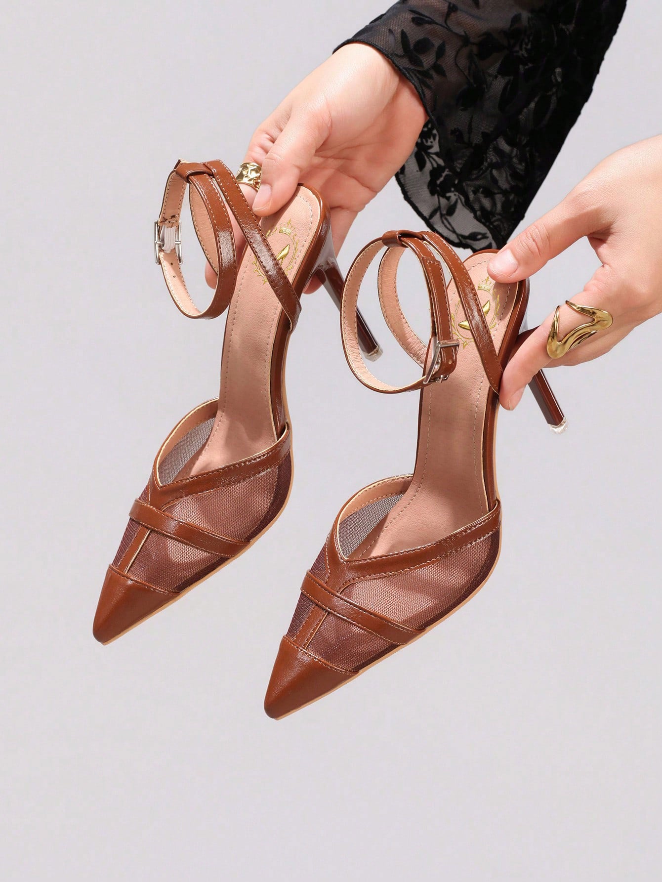 Fashionable Lace Patchwork High Heel Shoes, Sexy Pointed Toe Super High Heel Party Pumps, Black Stiletto Sandals For Women,Red Bottoms Heels