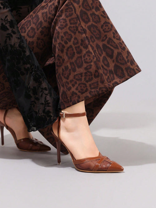 Fashionable Lace Patchwork High Heel Shoes, Sexy Pointed Toe Super High Heel Party Pumps