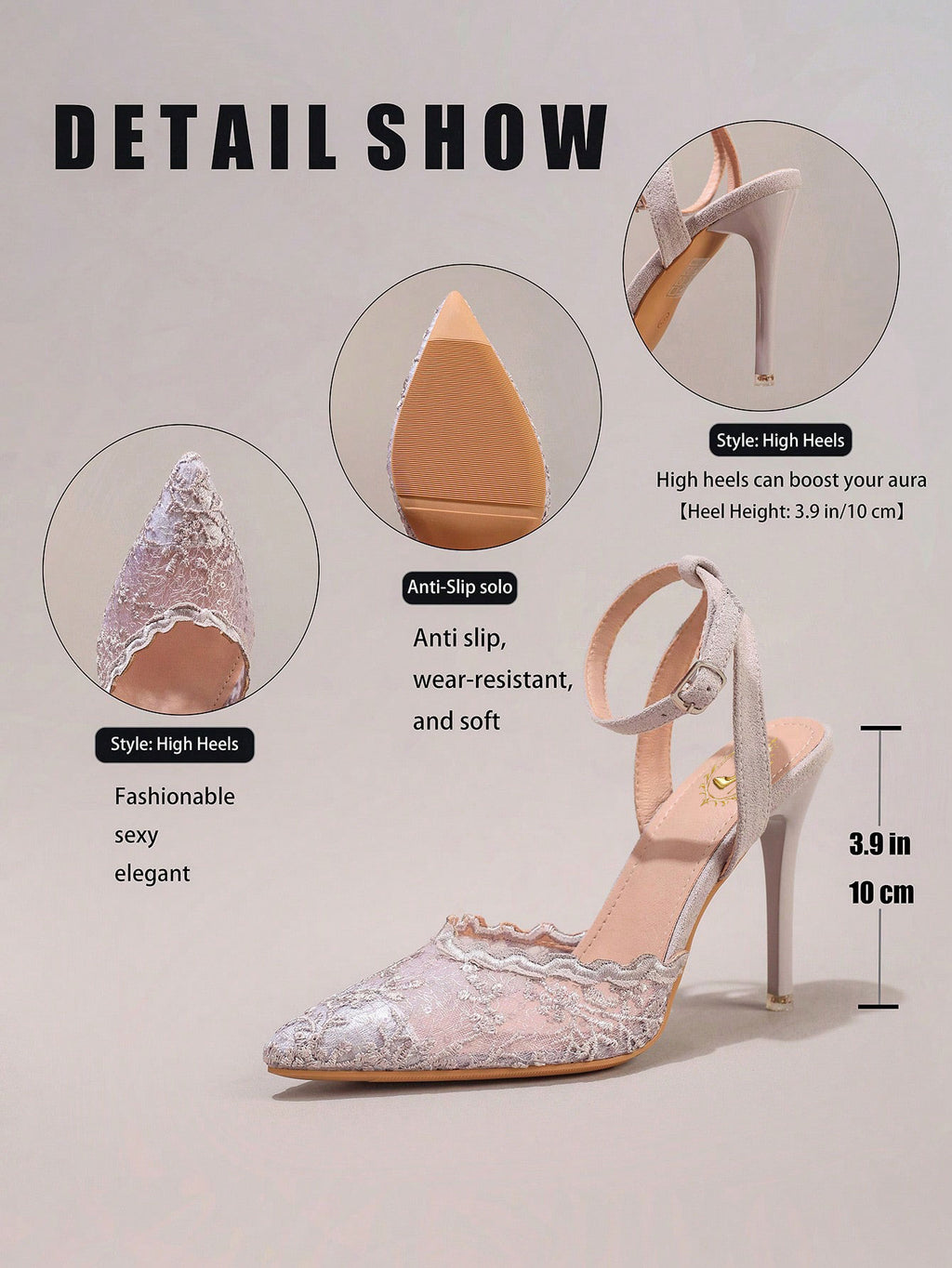 Fashionable Lace Embroidered High Heel Shoes, Sexy Pointed Toe Super High Heel Party Shoes, Thin Heel Grey Sandals For Women, Summer Shoes
