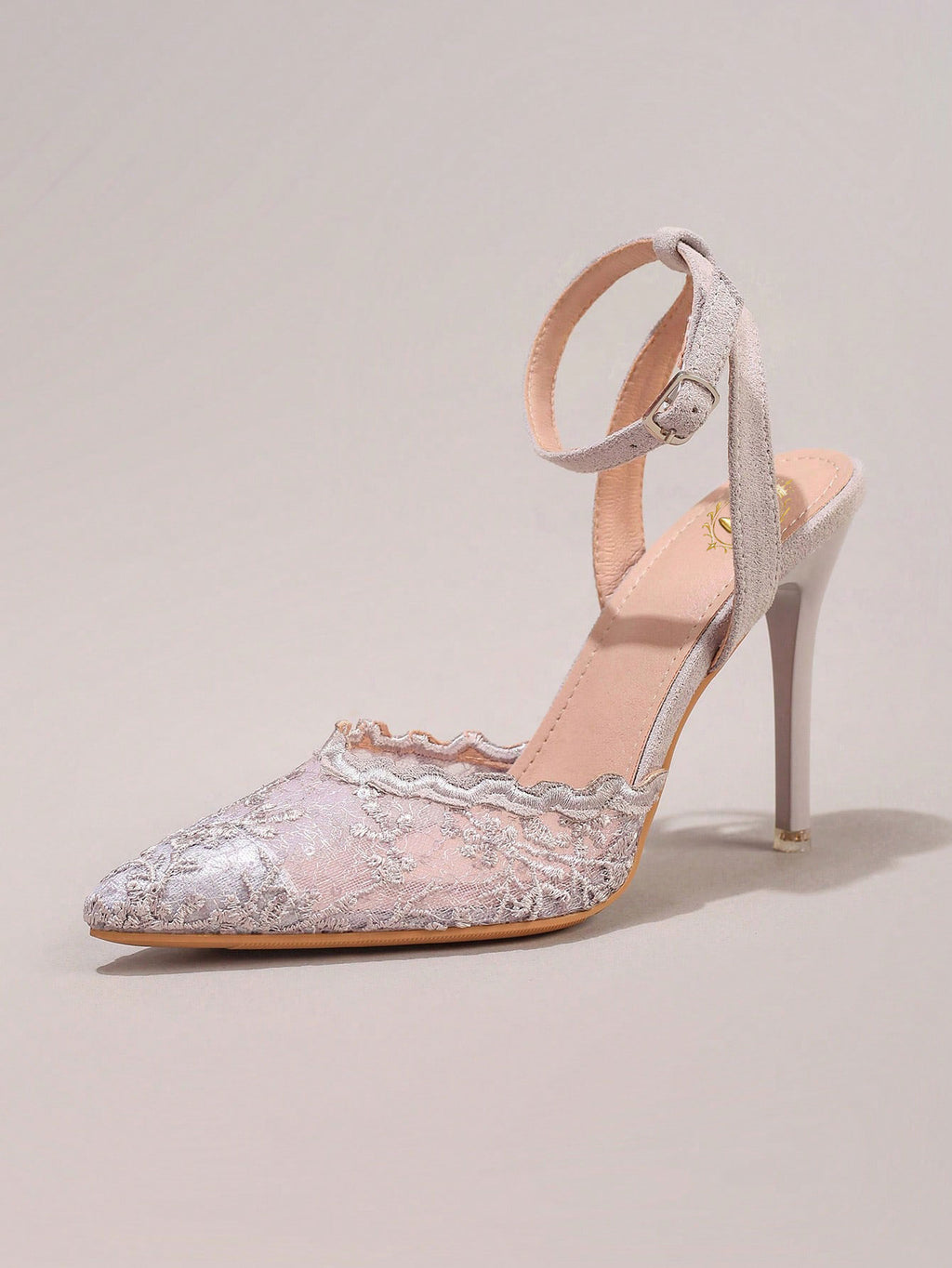 Fashionable Lace Embroidered High Heel Shoes, Sexy Pointed Toe Super High Heel Party Shoes, Thin Heel Grey Sandals For Women, Summer Shoes