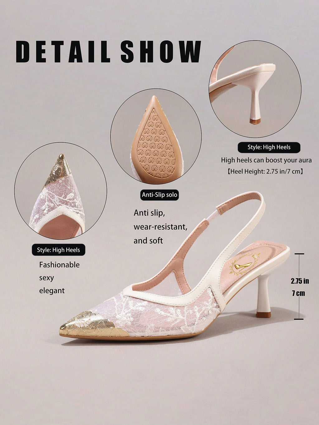 Fashionable Lace Embroidered White High Heels, Metal Toe Sexy Pointed Toe Super High Heel Party Shoes, Elegant Wedding Shoes, Stilettos Sandals For Women