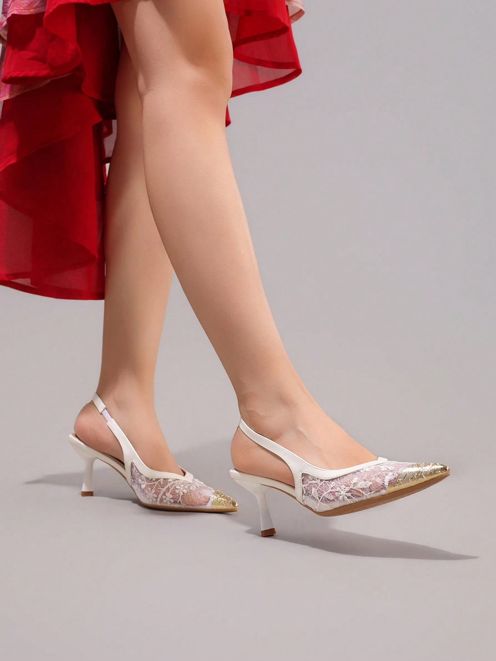 Fashionable Lace Embroidered White High Heels, Metal Toe Sexy Pointed Toe Super High Heel Party Shoes, Elegant Wedding Shoes, Stilettos Sandals For Women