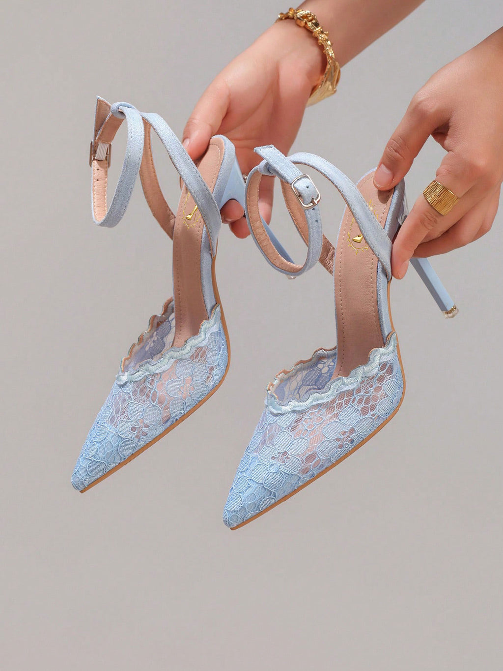 Fashionable Lace Embroidered High Heel Shoes, Sexy Pointed Toe Super High Heel Evening Party Shoes, Thin Heel Blue Sandals For Women, Summer Shoes