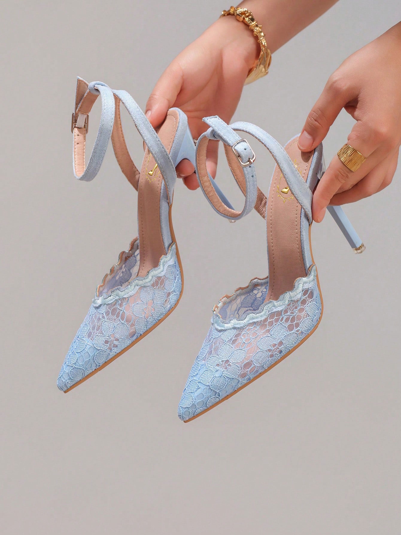 Fashionable Lace Embroidered High Heel Shoes, Sexy Pointed Toe Super High Heel Evening Party Shoes, Thin Heel Blue Sandals For Women, Summer Shoes