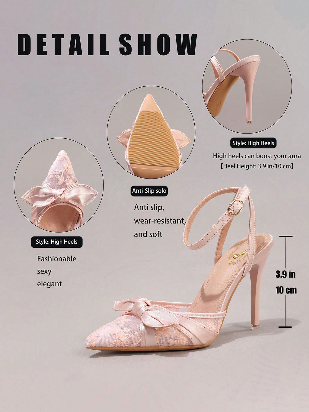 Lace Embroidered High Heels, Fashion Bowknot Decor Sexy Pointed Toe Super High Heel Party Dress Shoes, Thin Strap Sandals For Women