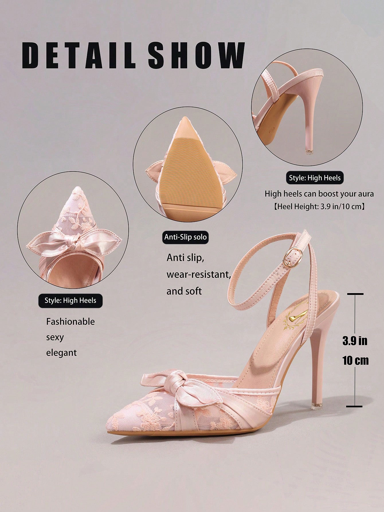 Lace Embroidered High Heels, Fashion Bowknot Decor Sexy Pointed Toe Super High Heel Party Dress Shoes, Thin Strap Sandals For Women