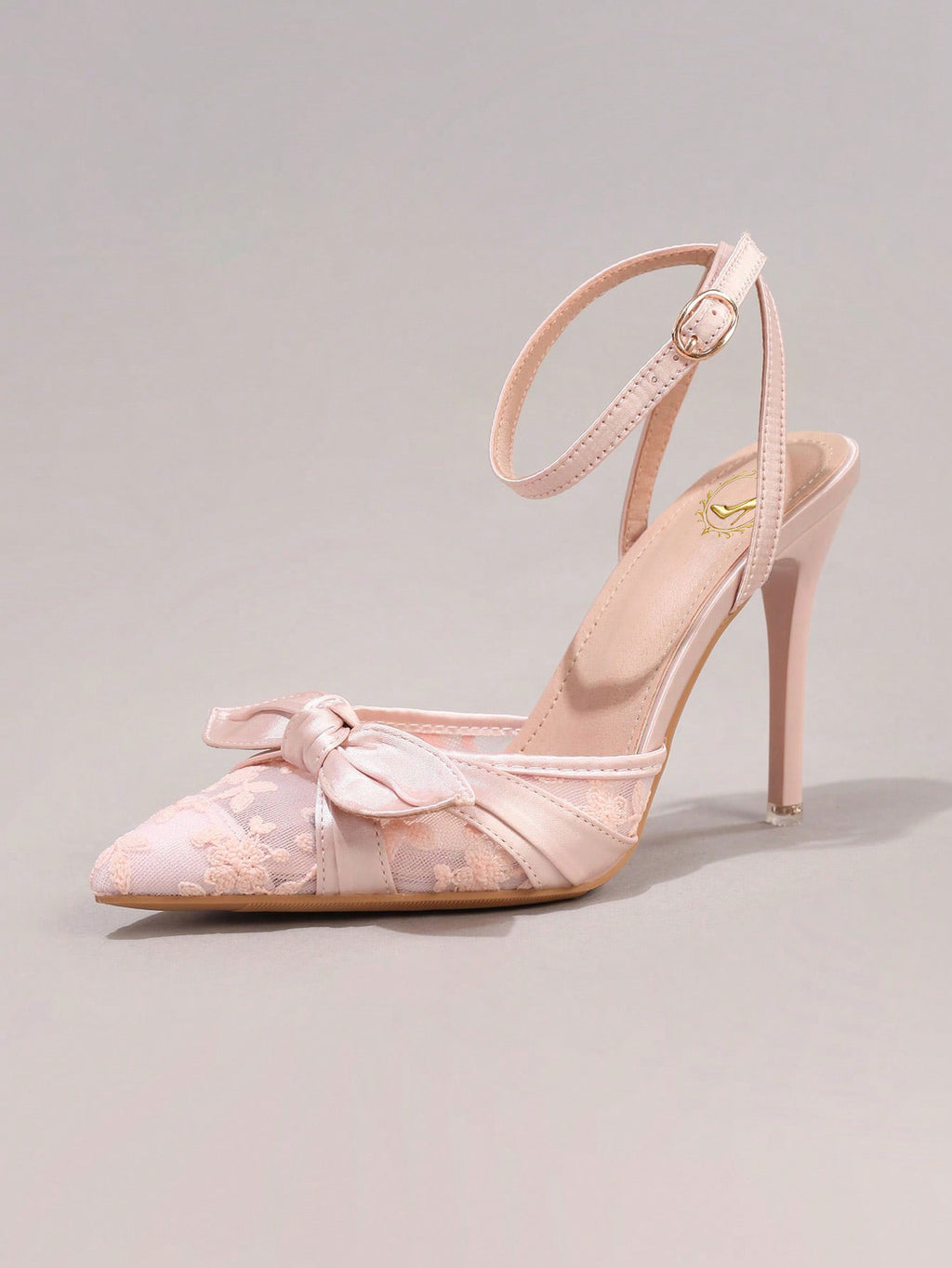 Lace Embroidered High Heels, Fashion Bowknot Decor Sexy Pointed Toe Super High Heel Party Dress Shoes, Thin Strap Sandals For Women