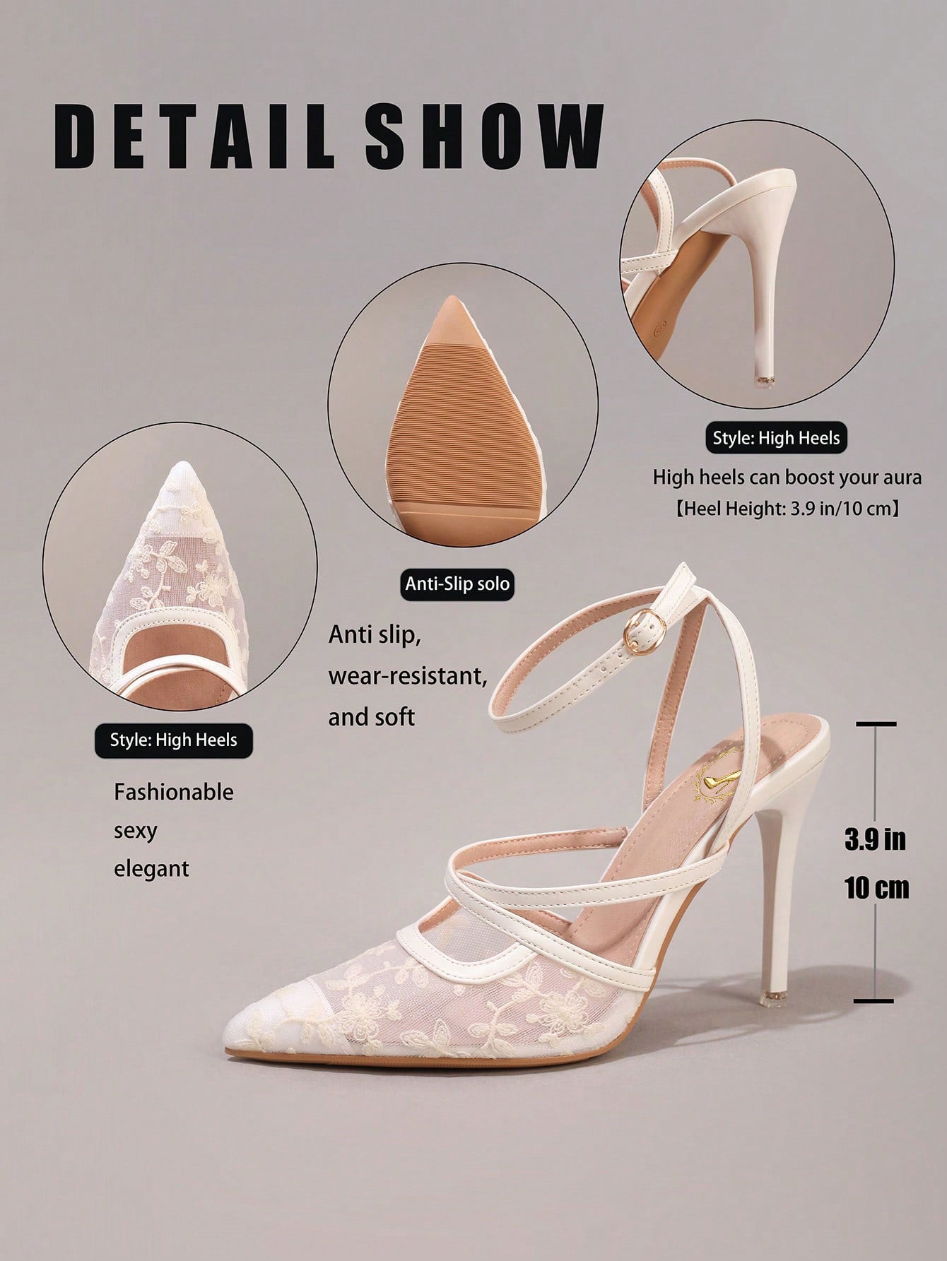 Fashionable Lace Embroidered High Heel Shoes, Sexy Pointed Toe Super High Heels For Banquet & Party, Elegant Ankle Strap Pink High Heels For Women,Summer Shoes