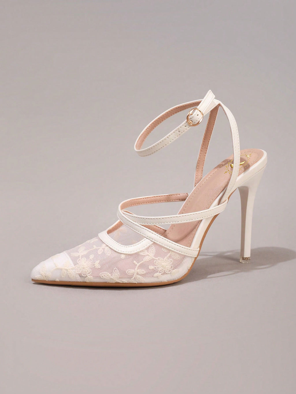 Fashionable Lace Embroidered High Heel Shoes, Sexy Pointed Toe Super High Heels For Banquet & Party, Elegant Ankle Strap Pink High Heels For Women,Summer Shoes