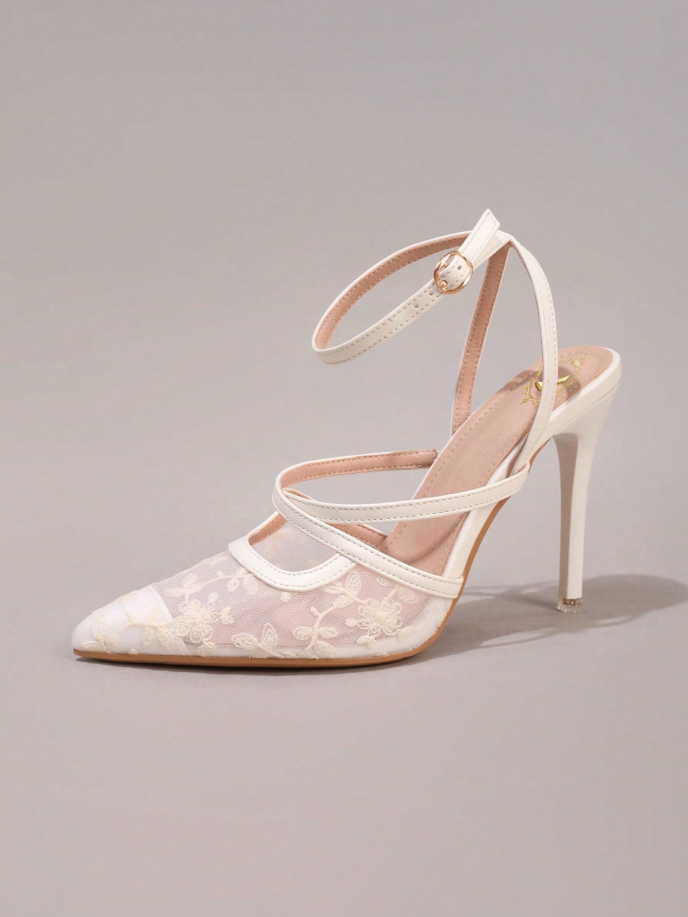 Fashionable Lace Embroidered High Heel Shoes, Sexy Pointed Toe Super High Heels For Banquet & Party, Elegant Ankle Strap Pink High Heels For Women,Summer Shoes