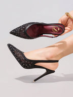 Lace Black High Heels Breathable Sexy Pointed Toe Party Fashion Stilettos