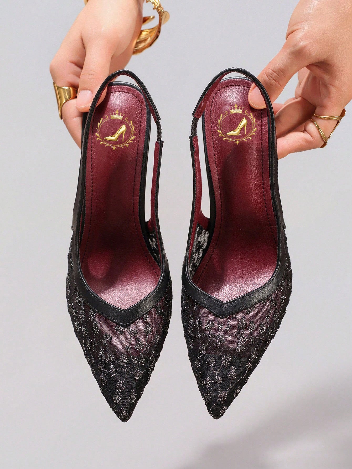 Lace Black High Heels Breathable Sexy Pointed Toe Party Fashion Stilettos