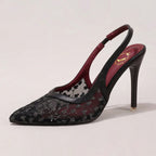 Lace Black High Heels Breathable Sexy Pointed Toe Party Fashion Stilettos