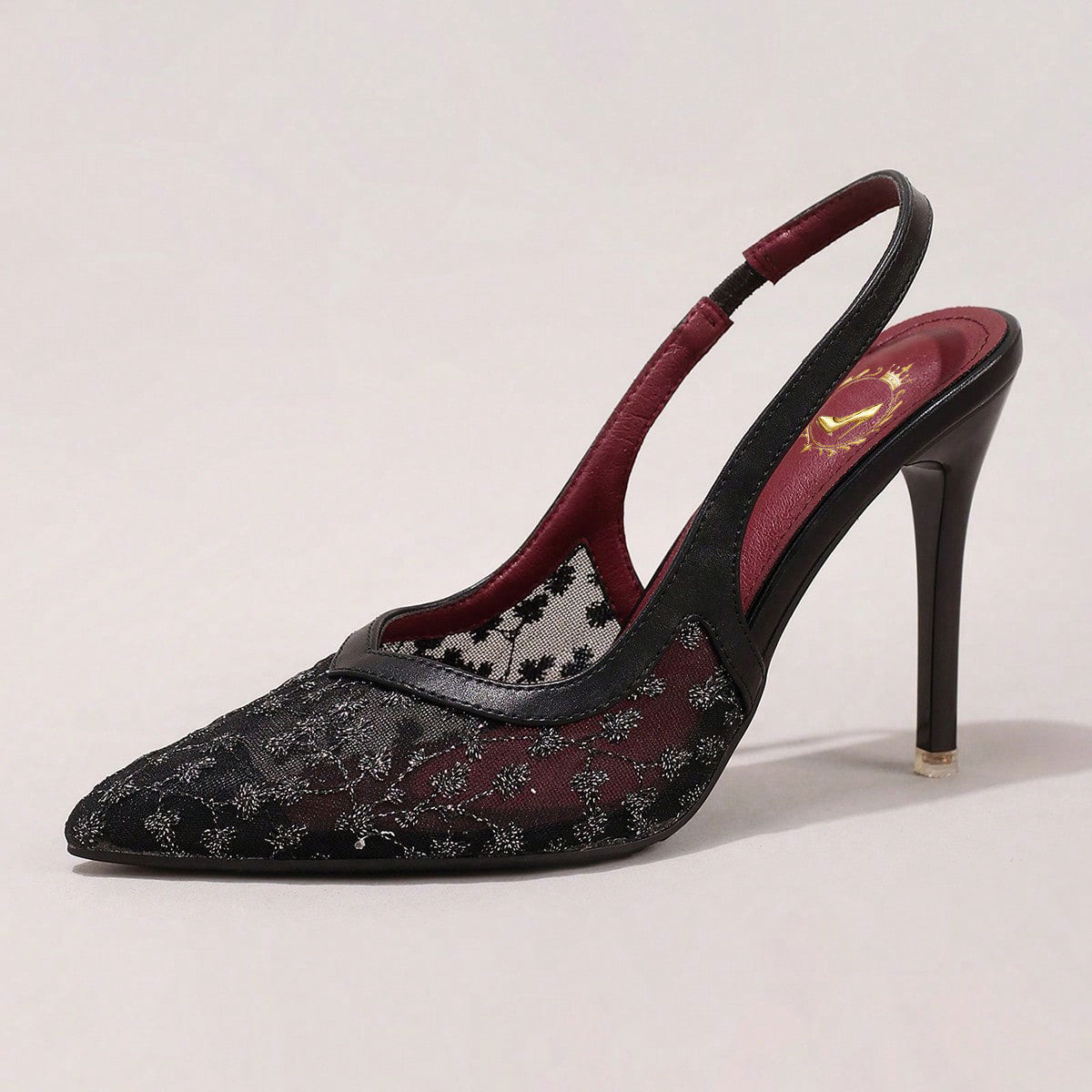Lace Black High Heels Breathable Sexy Pointed Toe Party Fashion Stilettos