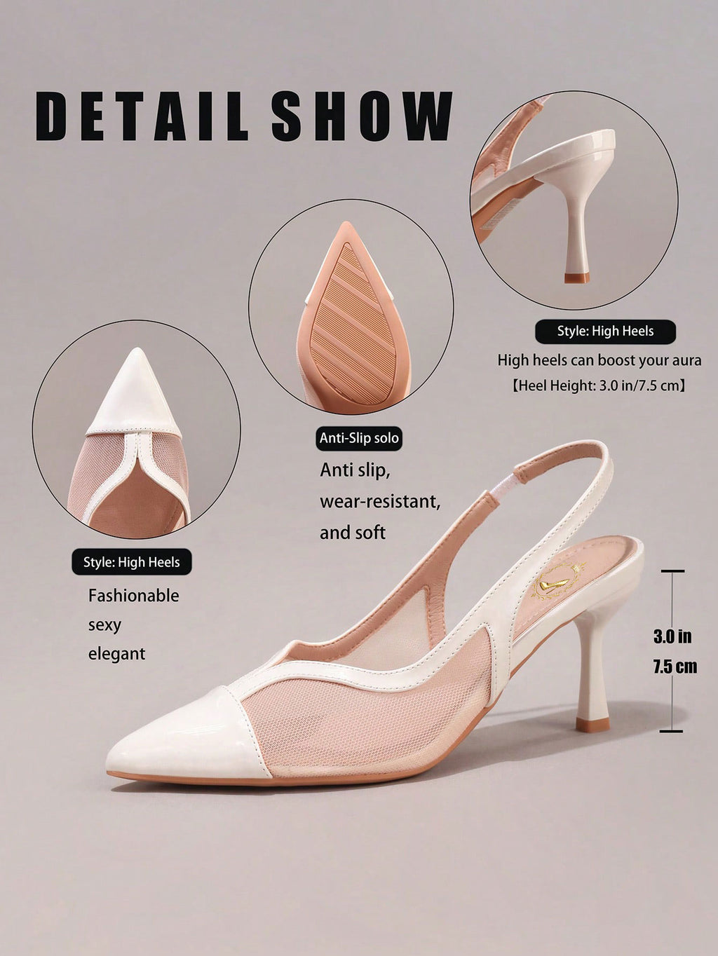 Fashionable Lace Patchwork Champagne High Heel Shoes, Sexy Pointed Toe Party Evening Pumps, Breathable Ankle Strap Sandals For Women, Wedding Outfits