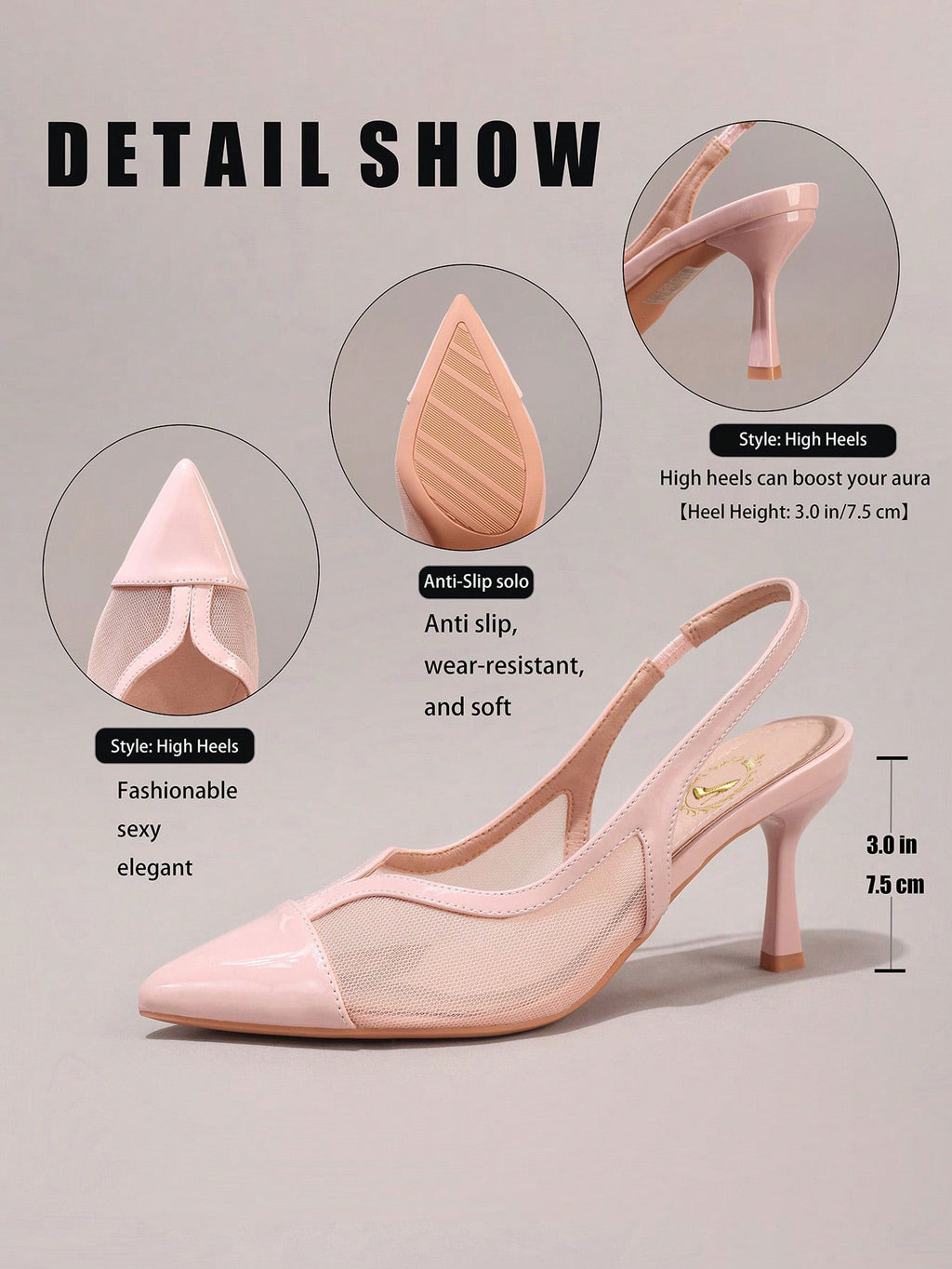 Fashionable Lace Patchwork Champagne High Heel Shoes, Sexy Pointed Toe Party Evening Pumps, Breathable Ankle Strap Sandals For Women, Wedding Outfits
