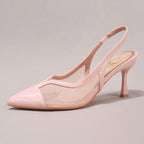 Fashionable Lace Patchwork Champagne High Heel Shoes, Sexy Pointed Toe Party Evening Pumps, Breathable Ankle Strap Sandals For Women, Wedding Outfits